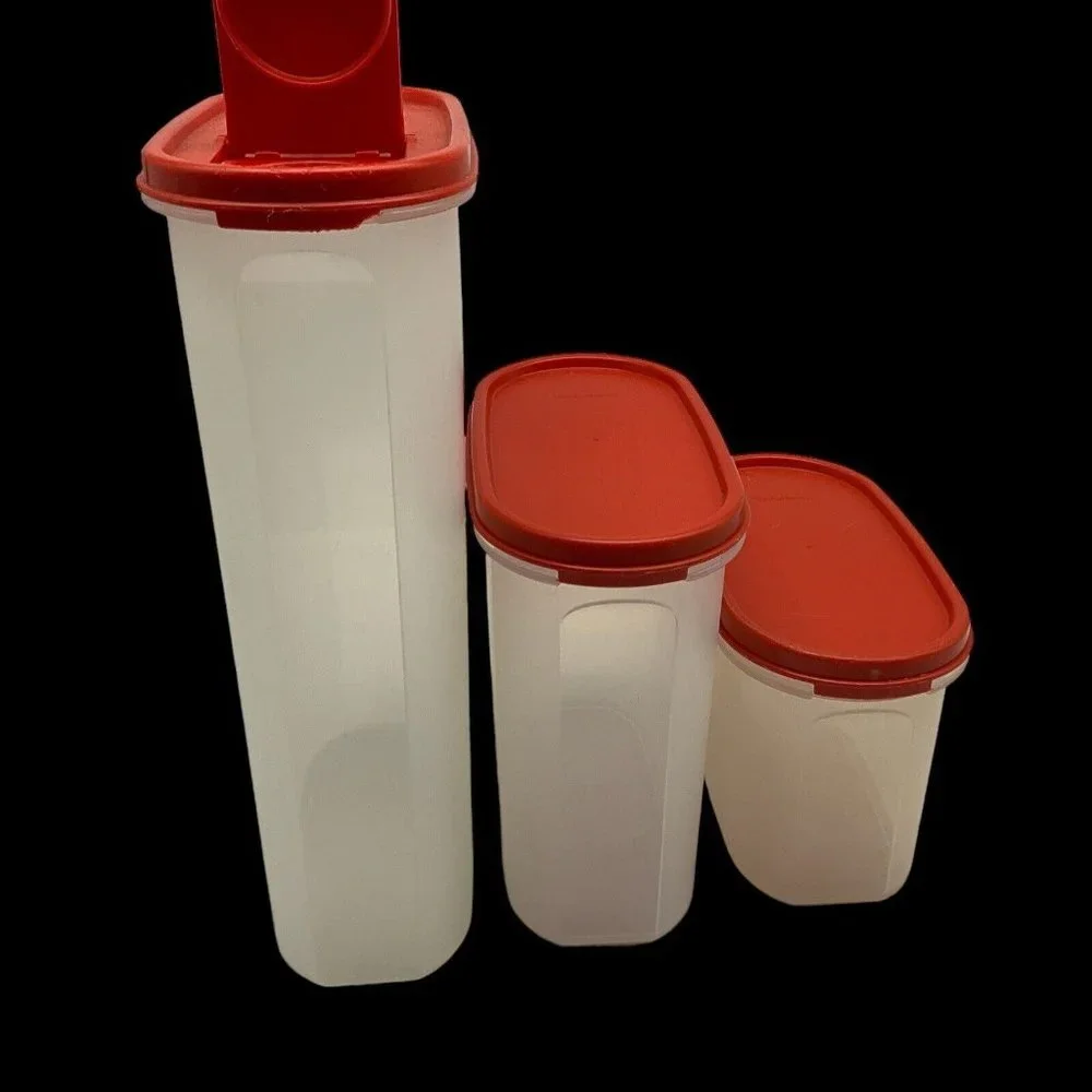 Tupperware Vintage Modular Mate Lot of 3 Containers with Red Lids Collectible